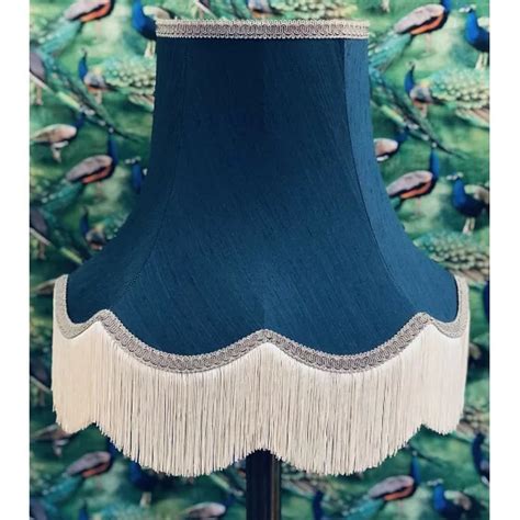 Navy Blue Grey And Cream Fabric Lampshade