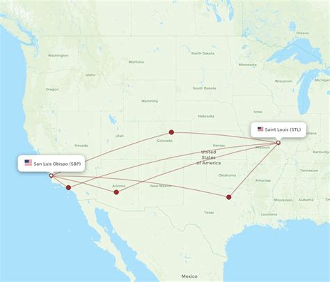 All Flight Routes From San Luis Obispo To Saint Louis Sbp To Stl