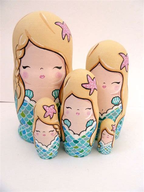 Curvy Mermaid Gals Nesting Dolls Art Nesting Dolls Diy Stacking Dolls