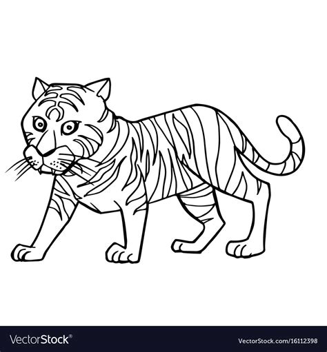 Cartoon cute tiger coloring page Royalty Free Vector Image