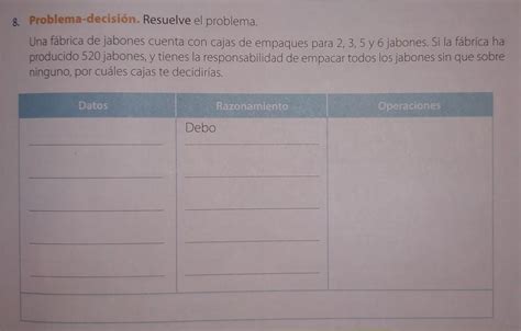 8 Problema decisión Resuelve el problema Una fábrica de jabones