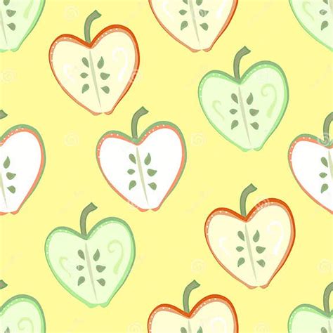 Seamless Vector Repeating Fruit Pattern Of Cross Sectioned Red And Green Apples Stock Vector