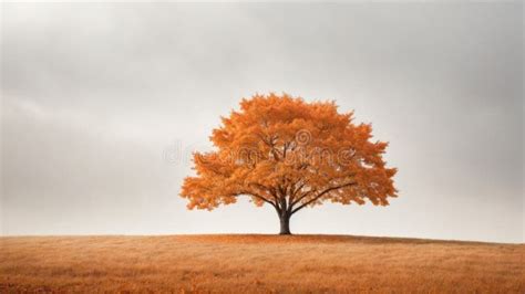 Orange Autumn Tree Isolated On White Orange Autumn Maple Tree Isolated