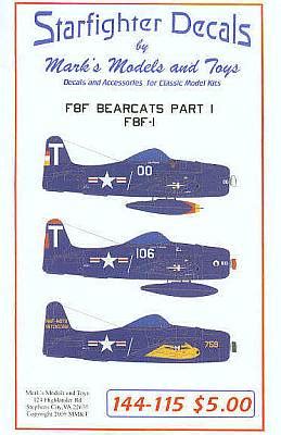 Internet Modeler Starfighter Decals F F Bearcats Part F F