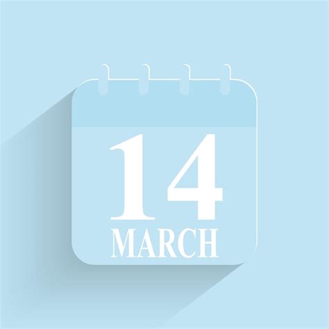 Premium Vector March 14 Daily Calendar Icon Date And Time Day Month