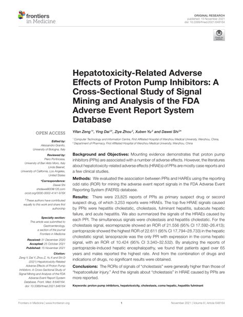 Pdf Hepatotoxicity Related Adverse Effects Of Proton Pump Inhibitors