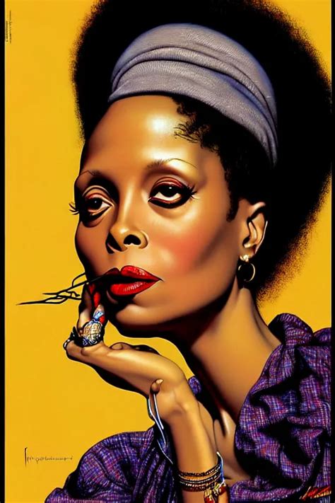 Erykah Badu Portrait By Gil Elvgren And Norman Stable Diffusion Openart