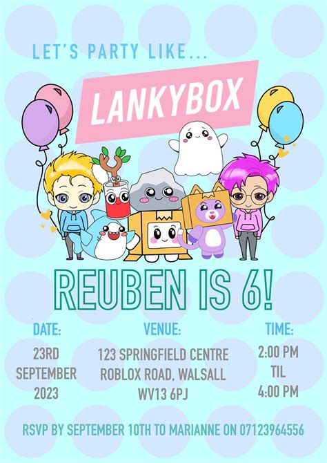 Lanky Inspired Birthday Invitation Digital Party Invitation Etsy