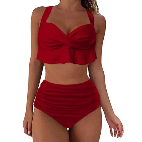 Gaqlive Women Swimwear High Waist Bikini Sexy Push Up Two Piece Set