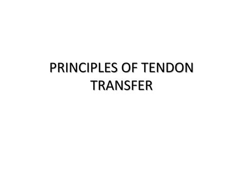 Principles Of Tendon Transfer Ppt