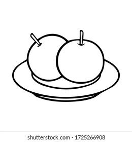 Plate Two Apples Doodle Style Drawing Stock Vector Royalty Free