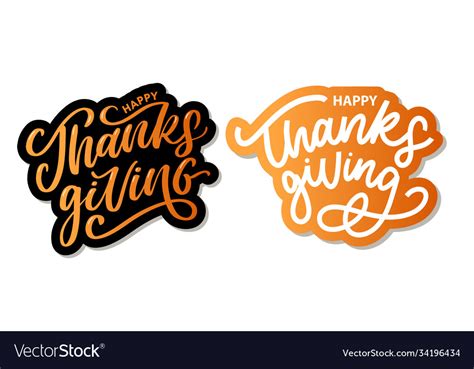 Happy Thanksgiving Lettering Calligraphy Text Vector Image