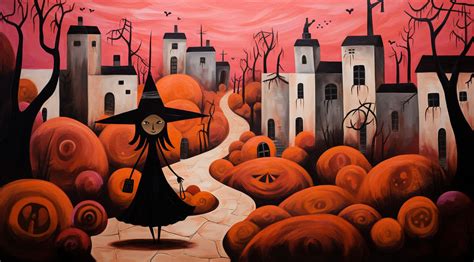 Painting of a witch walking through a halloween by UniversePixel on ...