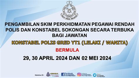 Pengambilan Konstabel Polis Gred Yt Tahun Seluruh Malaysia