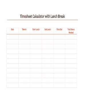 Fillable Online Timesheet Calculator With Lunch Break Fax Email Print