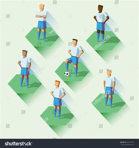 Isometric Soccer Football Team Players Standing Stock Vector 404751052