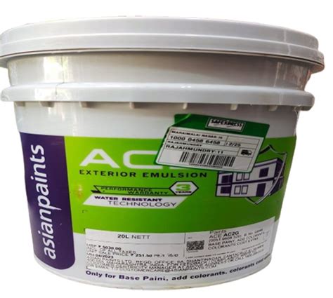 L Asian Paints Ace Exterior Emulsion Paint Packaging Size Bucket Of