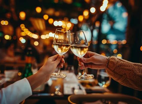 Premium Photo Two People Toasting With Wine Glasses In A Cozy Welllit