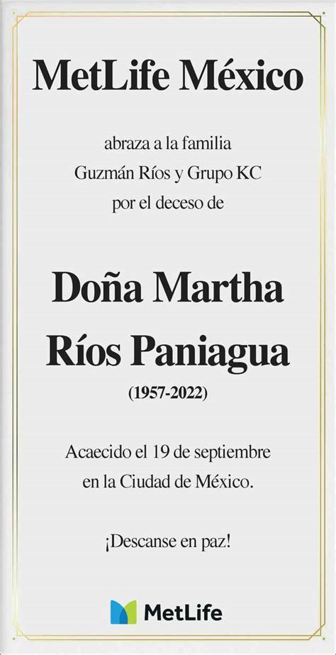 Doña Martha Rios Paniagua Obituario Esquela