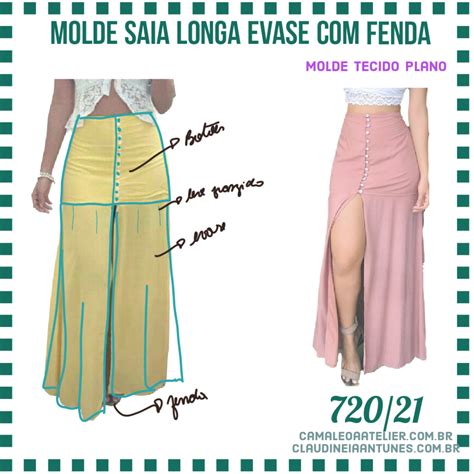 Molde Saia Longa Fenda 720 21 CAMALEOA ATELIER DE COSTURA