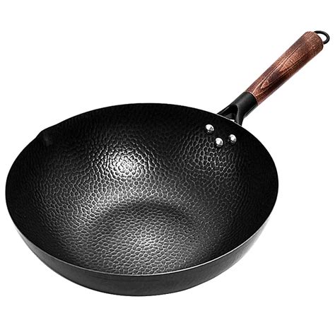 Pure Iron Wok Traditional Handmade Iron Pan Non Coated Non Stick For