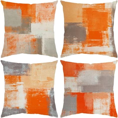 MIULEE Cushion Covers Pack Of 4 Autumn Maple Leaf Fall Faux Linen