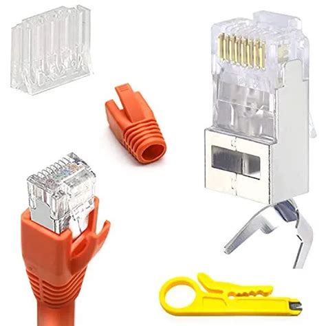 QIQN CONNECTEUR RJ45 CAT 7 8P8C 10 Pièces Ethernet Modulaire Plug 10