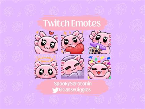 Axolotl Emotes Twitch Discord Youtube Streaming Cute Emotes Emote