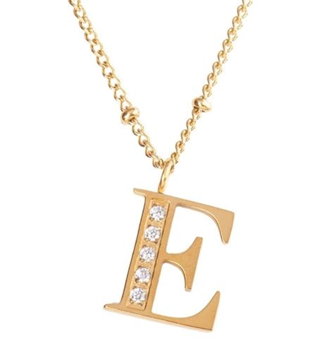 Collares Mujer Inicial Letras Baño Oro 18k Zirconias Luckyly Oro E