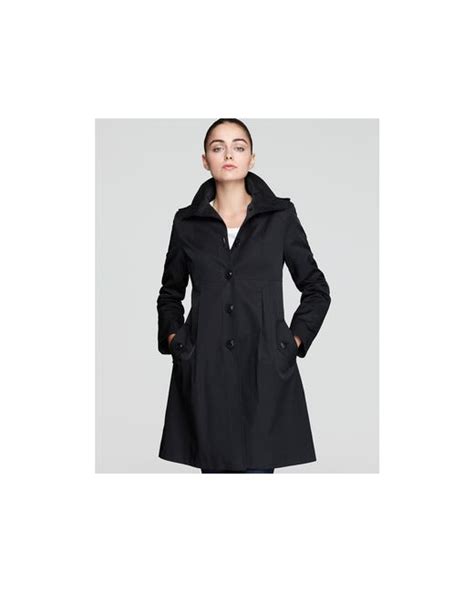 Dkny Empire Waist Hooded Coat In Blue Lyst