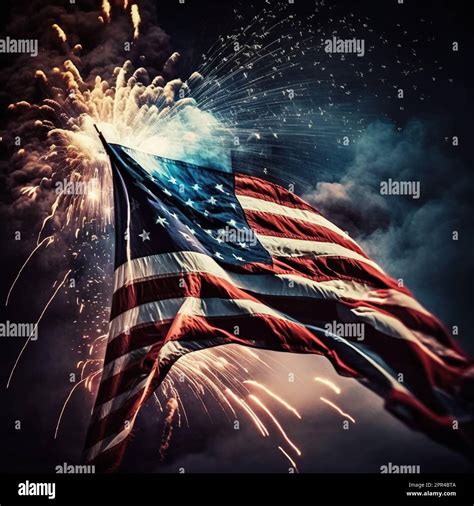 Patriotic Celebration USA Flag and Fireworks Stock Photo - Alamy