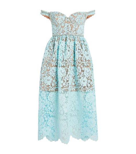 Womens Self Portrait Blue Lace Diamant Midi Dress Harrods Uk