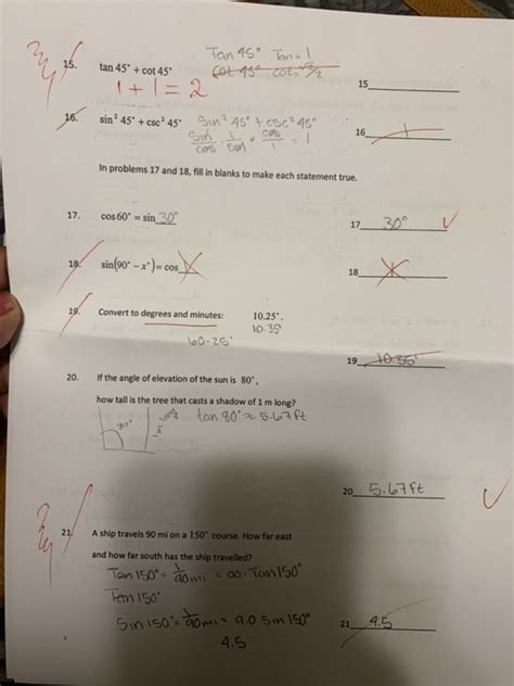 Solved Tan 46 Tan1 Cot 45 cot" 15. tan 45 +cot 45 (+ - 2 15 | Chegg.com