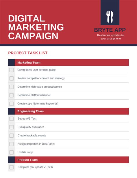 Marketing Campaign Checklist Template