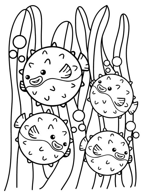 Puffer Fish Cartoon Coloring Page - Free Printable Coloring Pages