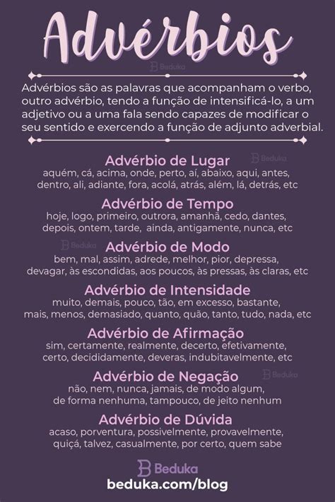 Aprenda O Que SÃo AdvÉrbios Advérbios Dicas De Portugues Classes De Palavras