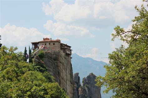 Monastery Of Rousanou St Barbara In Meteora Rock Formation Kalambaka