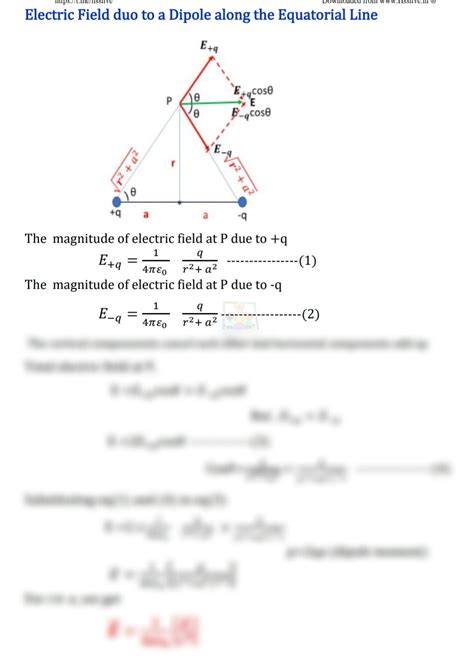 Solution Electric Field Along Equatorial Line Derivation Ch 1 Studypool