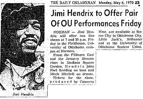 May Jimi Hendrix Bloodrock At University Of Oklahoma Field