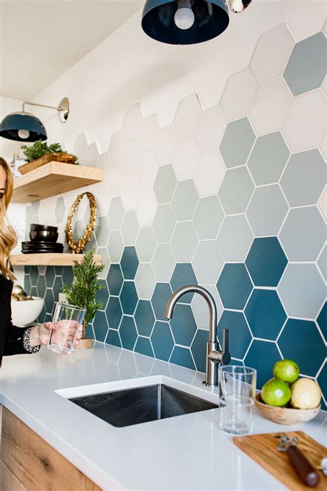 Ombre Hexagon Backsplash Fireclay Tile Fireclay Tile