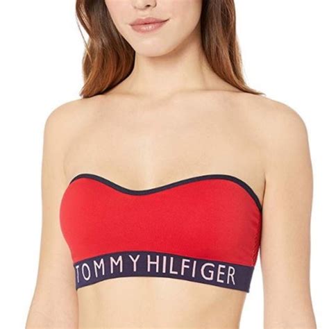 Tommy Hilfiger Intimates And Sleepwear Nwt Tommy Hilfiger Red Logo Bandeau Bra Large Poshmark