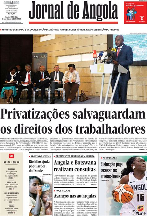 Capa - Jornal de Angola de 2019-08-14