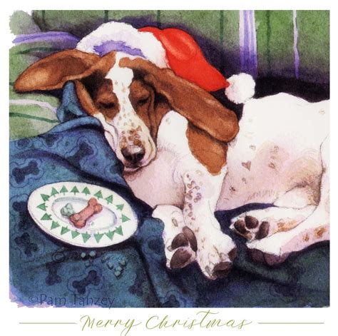 Basset Hound Christmas Cards 6 Fun Designs Two of Each 12 Square Cards ...