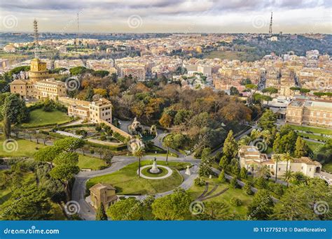 Vatican Gardens Aerial View at Saint Peter Basilica Viewpoint Stock ...