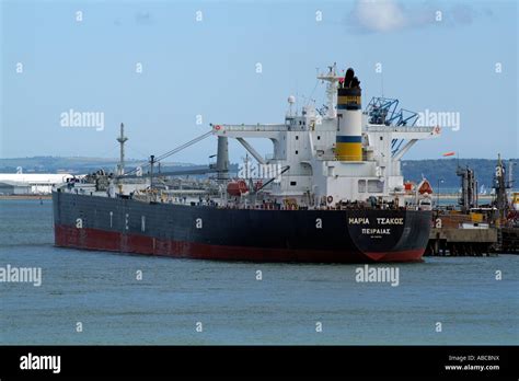 The Maria Tsakos A Crude Oil Double Hull Tanker At Fawley Marine Terminal Southampton Stock