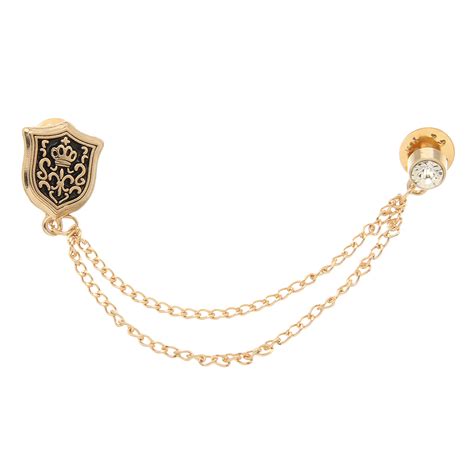 Men S Diamante Rhinestone Gold Tie Tack Chain Suit Pin Lapel Brooch