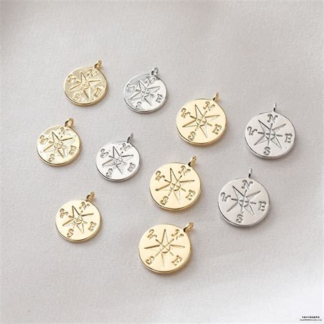 2pcs 4pcs 10pcs 12x14mm 14k Gold Plated Brass Compass Charm Pendant Gg721 Etsy