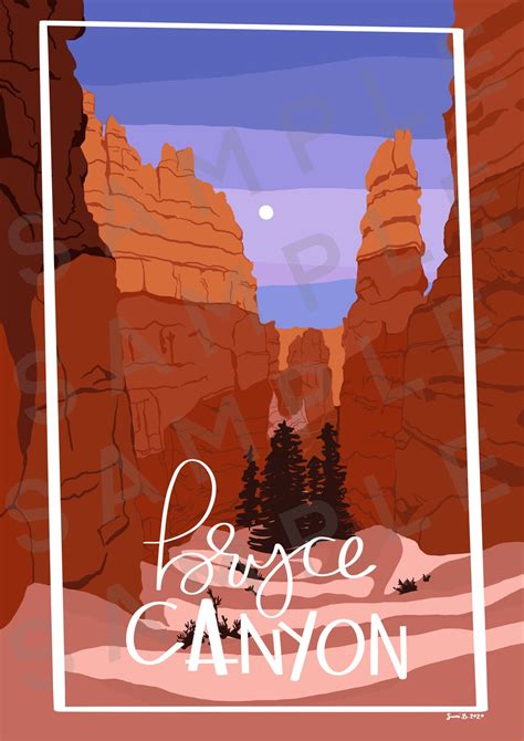 Bryce Canyon National Park Digital Travel Poster Instant Etsy