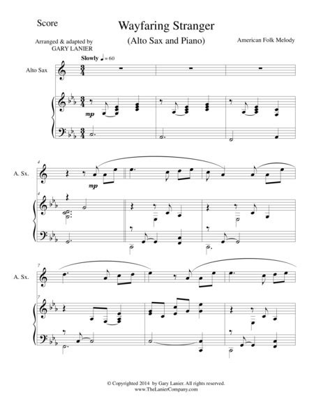 Wayfaring Stranger Alto Sax Piano And Sax Part Sheet Music American