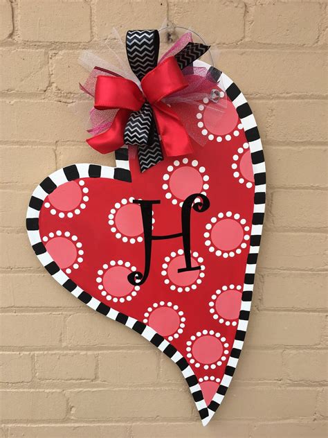 Valentine Door Hanger Valentine Door Decor Front Door Decor Door Hanger Monogrammed Heart